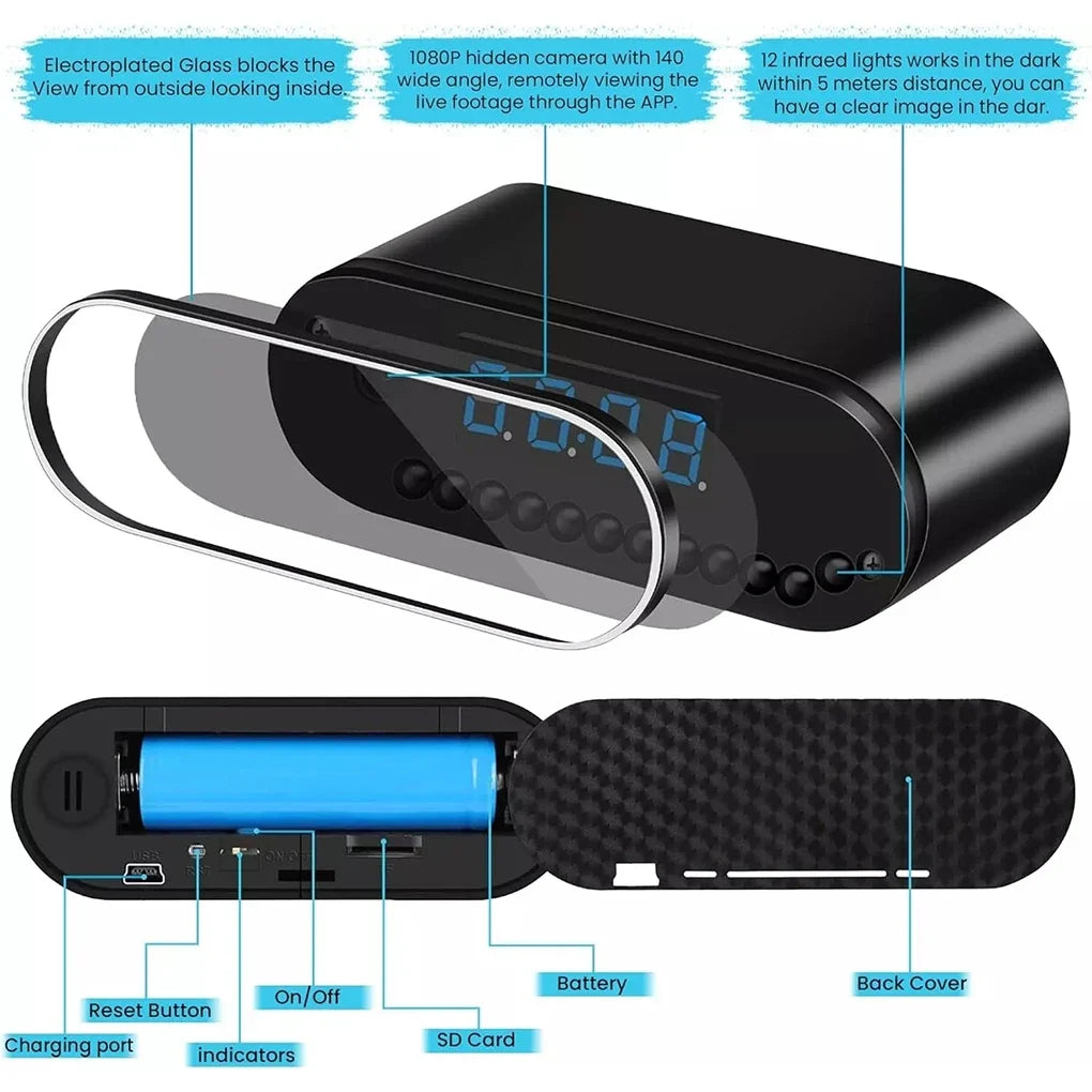 4K HD WIFI Clock Camera 120degree Camera Micro Cam IR Night View Alarm Camcorder Digital Watch Video Mini DVR Oculta Small Cam SmartPursue™