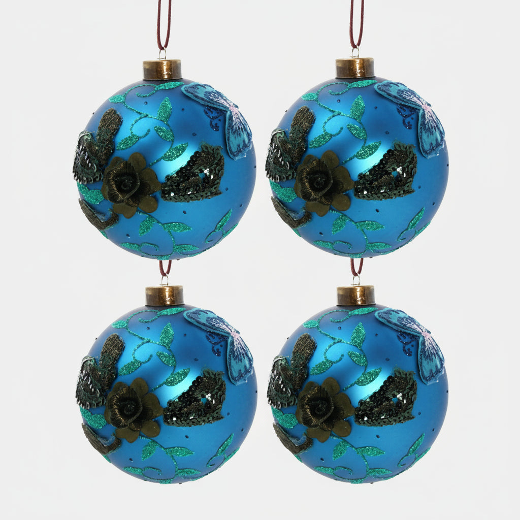 4PCS Set Christmas Glass Ball Ornaments Hanging Tree Decor Shiny Holiday Party Supplies Tree Decorations FBA Shipment CJ US