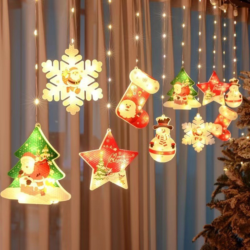 Painted Christmas Curtain Lights Holiday Layout Rubber-covered Wire Ambience Light CJ