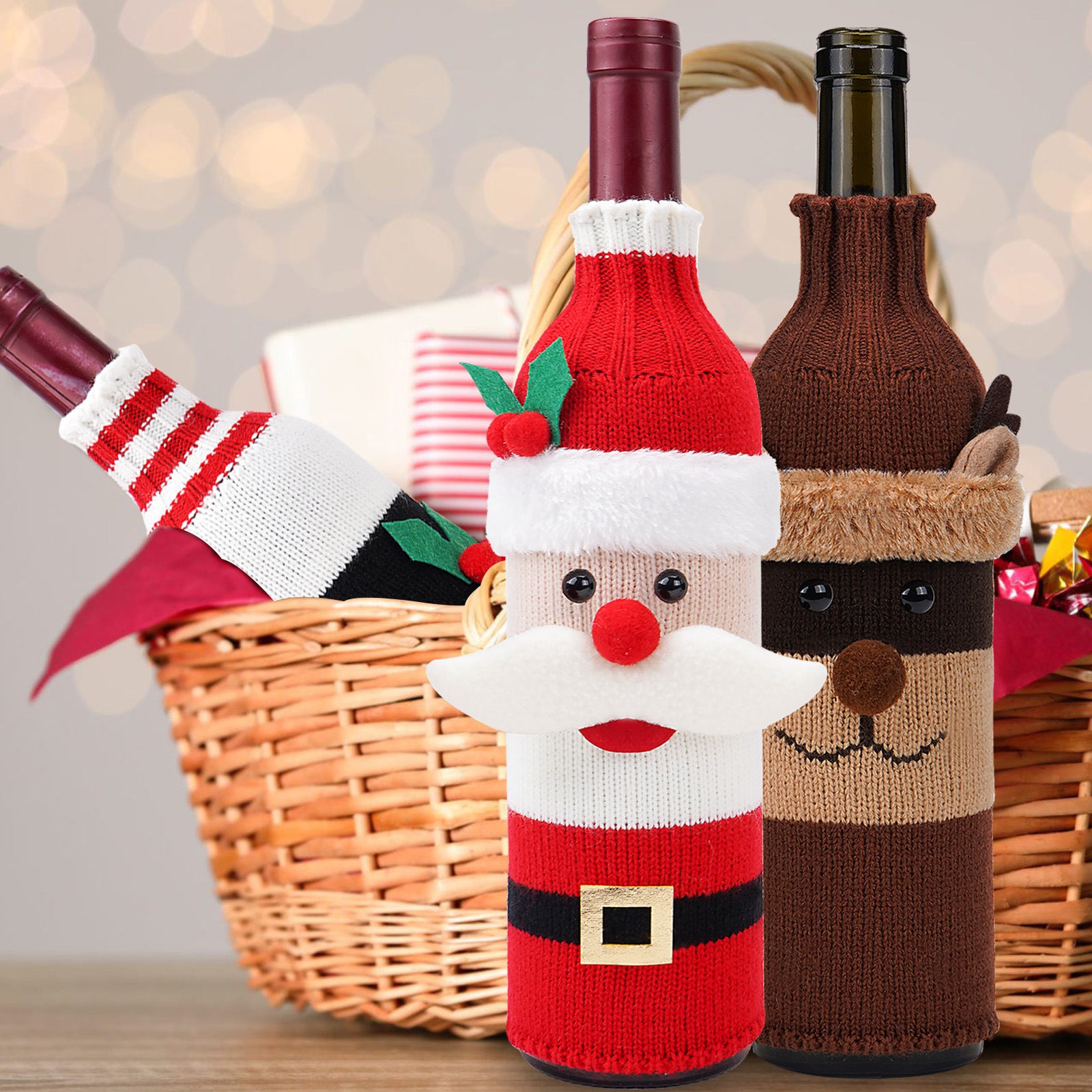 🎅 Christmas Bottle Covers – Festive Home Fashion Holiday Decorations CJ