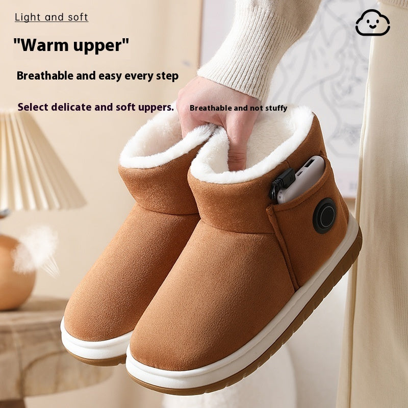 Electric Heating Shoes Rechargeable Foot Warmer Artifact Heating Home Shoes Winter Warm Temperature Regulating Cotton Shoes CJ