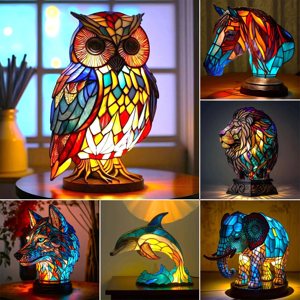 3D Colored Animal Light Desk Lamp Animal Series Decorative Night Light Animal Elephant Owl Cat Vintage Table Lamp Home Decoration CJ