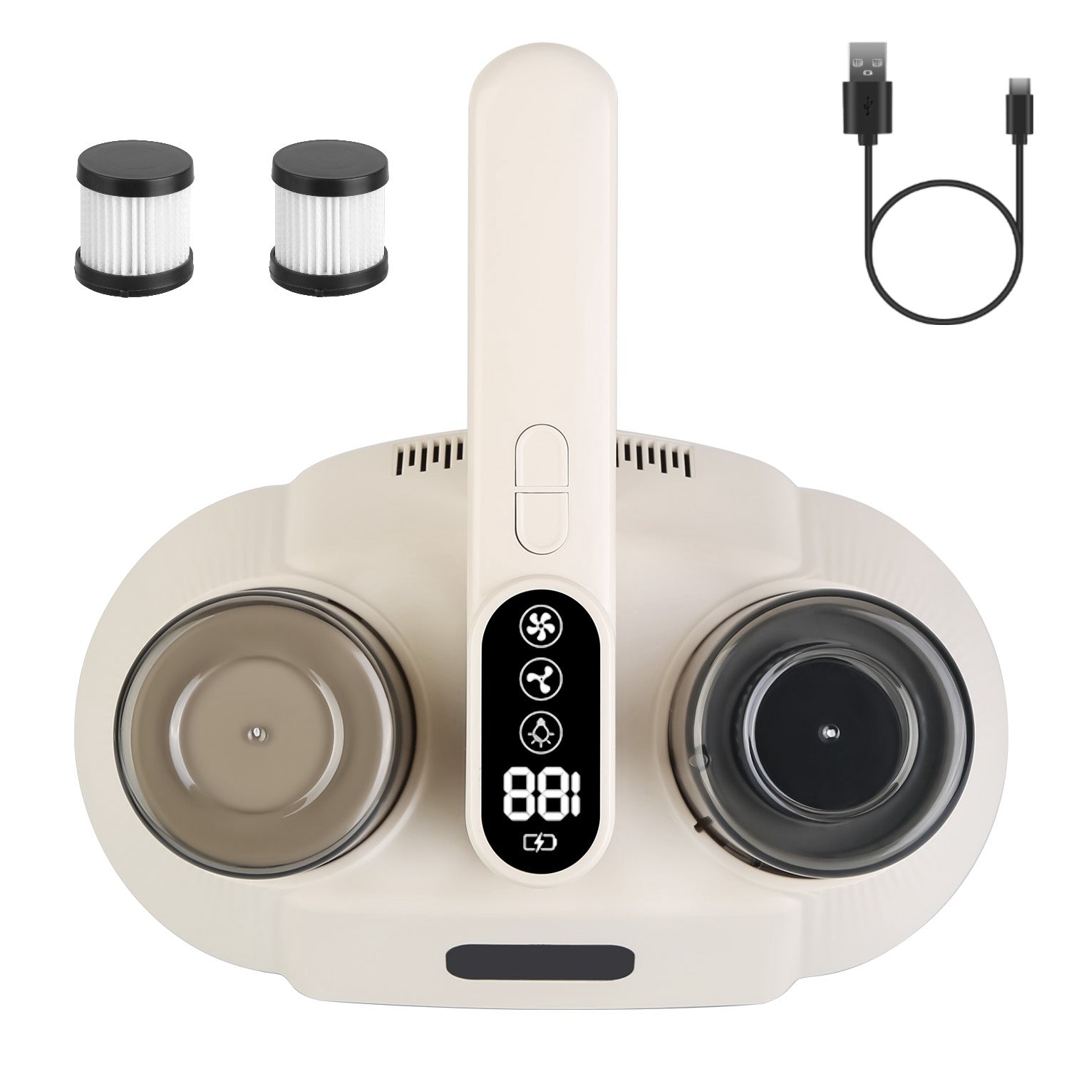 15000PA Double-Cup Bed Vacuum Cleaner With UV-C Light Cordless Mattress Vacuum Rechargeable Dust Mites Remover With 3 Washable Filters Travel & Portable Gadgets