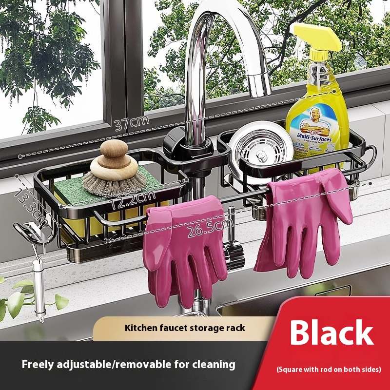 Faucet-Mounted Storage Rack & Drain Basket