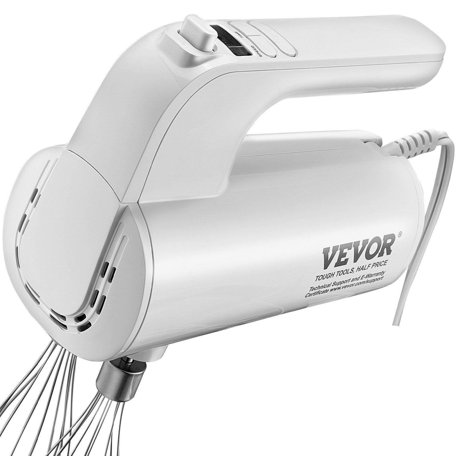 VEVOR Digital Electric Hand Mixer, 5-Speed, 200W Portable Electric Handheld Mixer, With Turbo Boost Beaters Dough Hooks Whisks Storage Bag, Baking Supplies For Whipping Mixing Egg Cookie Cake Cream CJ US