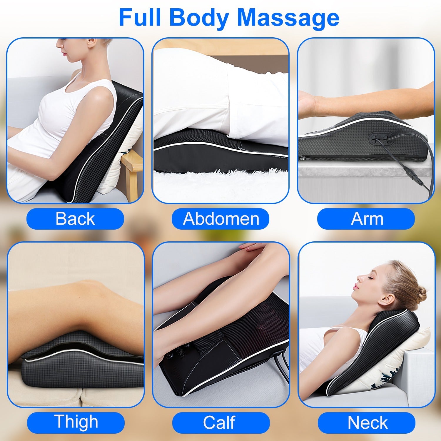 1Pc Back Massager With Heat 3D Kneading Massage Pillow Shiatsu Full Body Massager For Back Neck Waist Arm Abdomen Calf CJ US